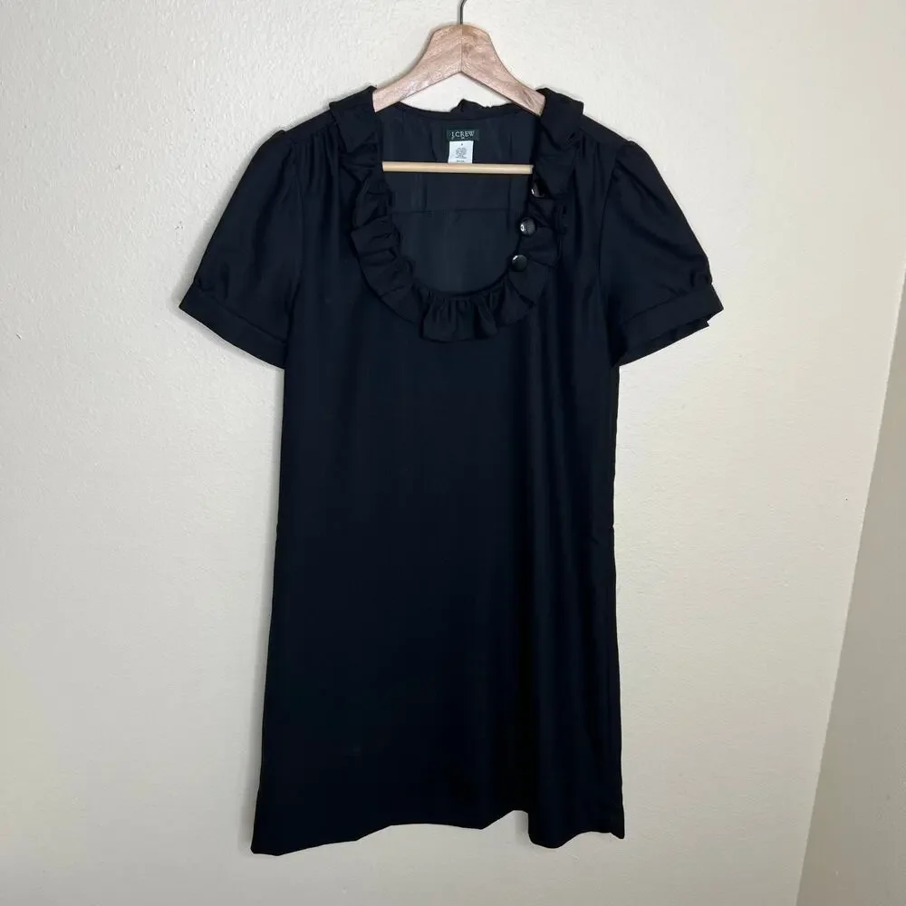 J. Crew Black Wool Blend Ruffle Collar Dress 4